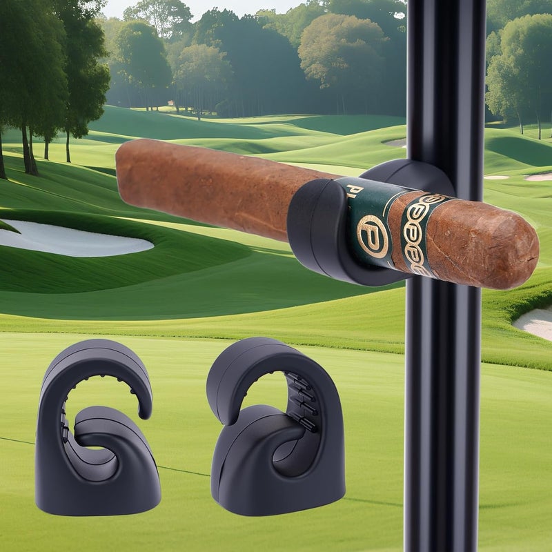 HMAZAE Magnetic Cigar Holder for Golf Cart, 2 Pack Universal Cigar Clip with Strong Magnet, Elasticity Silicone Stogie Accessories for Golfing Fishing Camping, Perfect Gifts for Men (Black) - Image 1